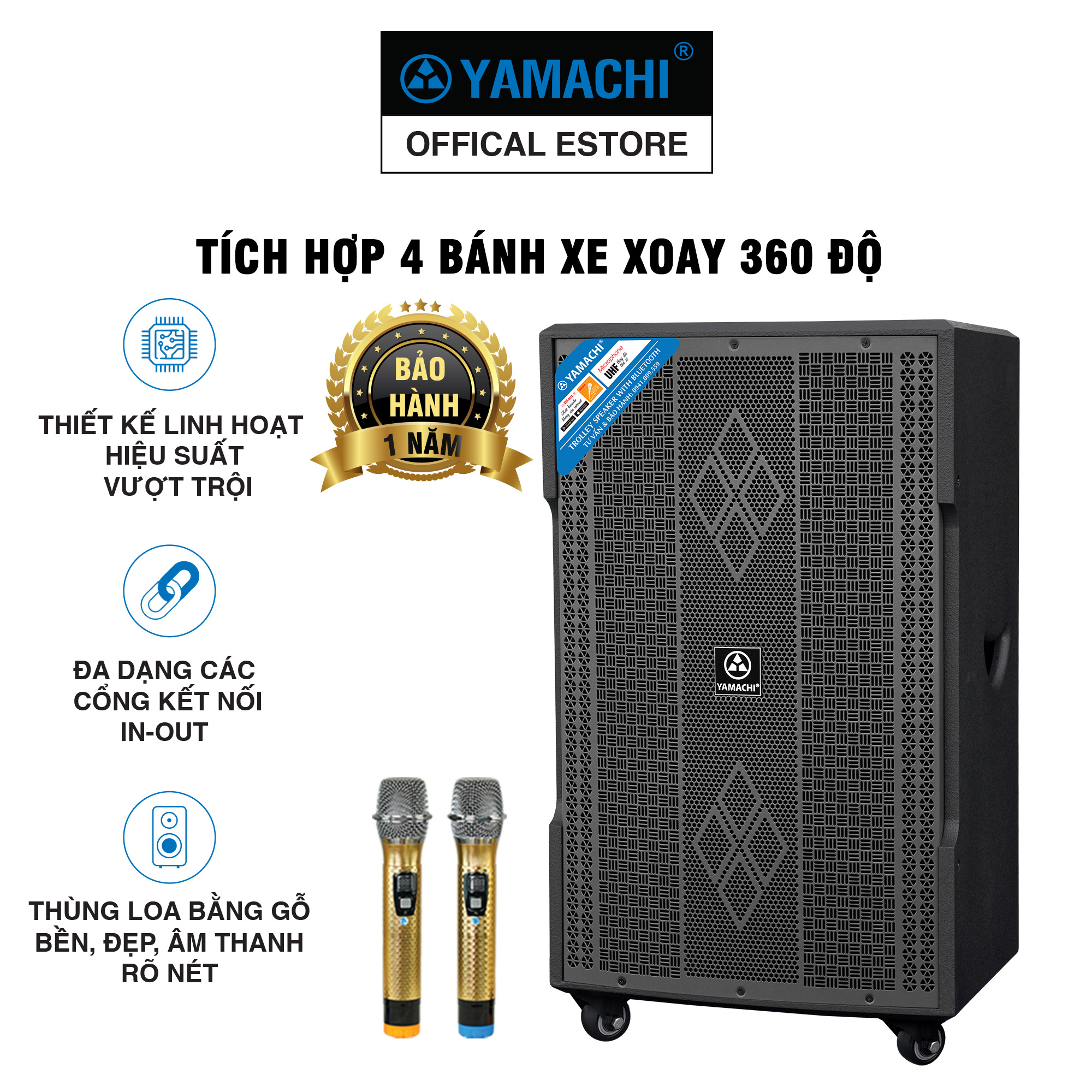 Loa Karaoke Yamachi KS-15000A bass 40cm ( 4 tấci ) công suất 600W sản xuất tại Việt Nam - [ Bảo hành 12 tháng ] - HÀNG CHÍNH HÃNG