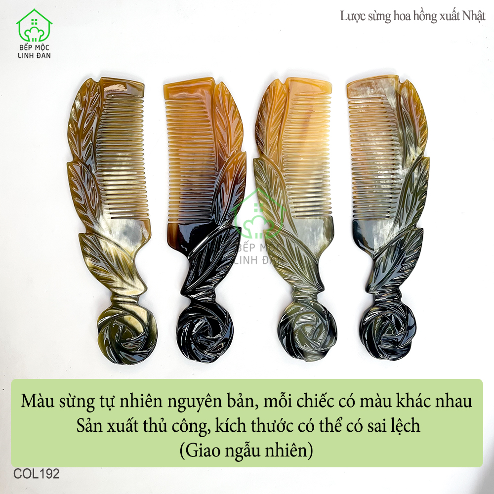 Lược Sừng Vân Nưa Hoạ Tiết Hoa Hồng (Size: XL-20cm) Mẫu Cao Cấp Siêu Đẹp [COL192]