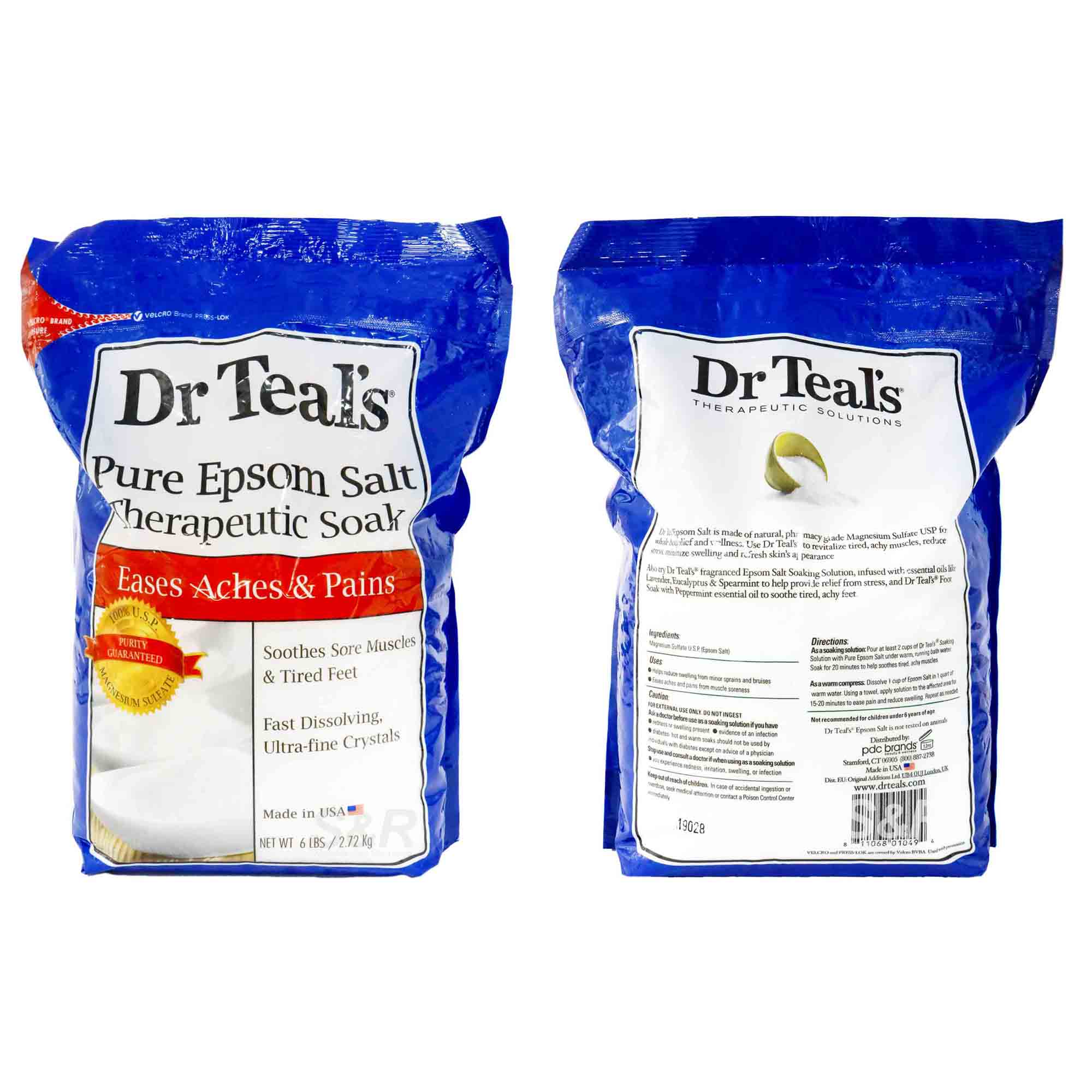 Muối tắm giảm đau nhức xương khớp hiệu Dr Teal's Pure Epsom Salt Therapeutic Soak Eases Aches &amp; Pains - gói 2.27kg