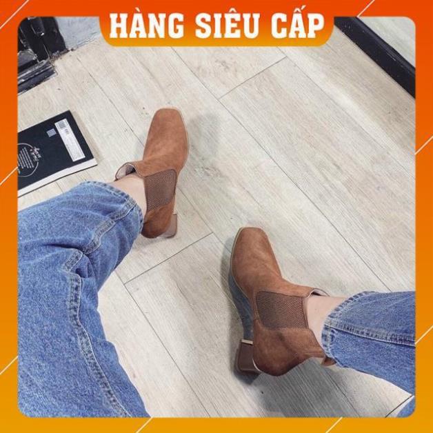 Boot da lộn, boots nữ, mũi vuông, cao gót Hàng y ảnh, chất cực đẹp