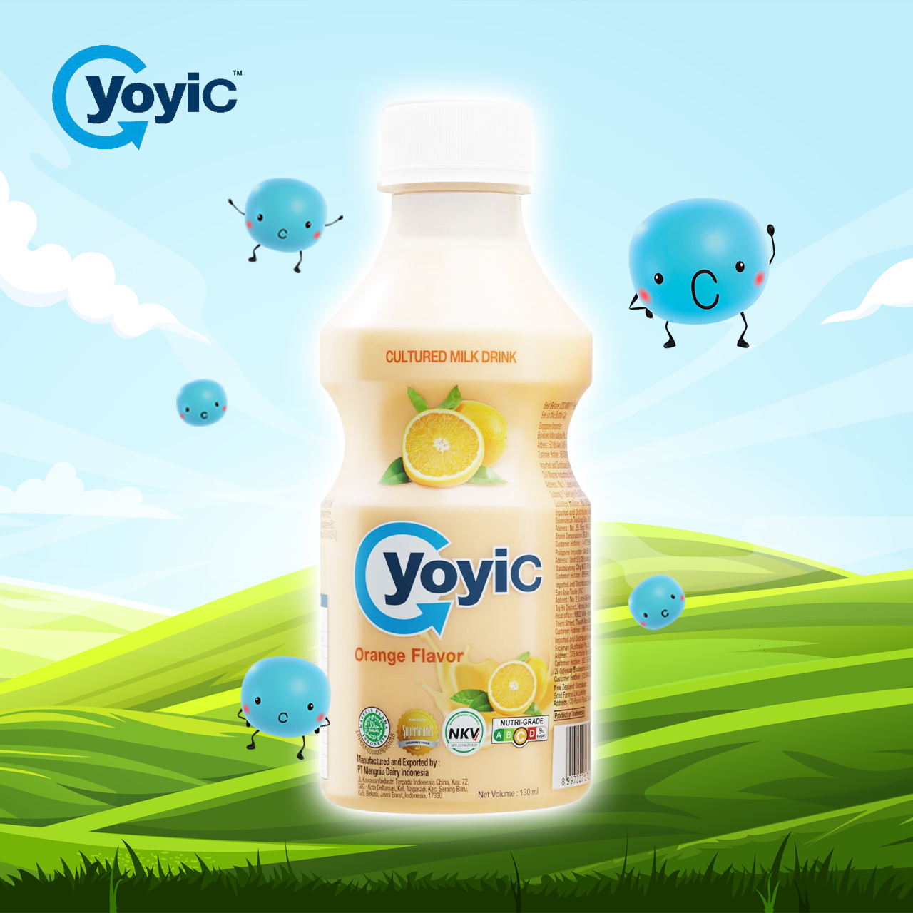 (Lốc 12 chai) Sữa Chua Uống YOYIC Lên Men Tự Nhiên Hỗ Trợ Tiêu Hoá 130ml - Vị Cam