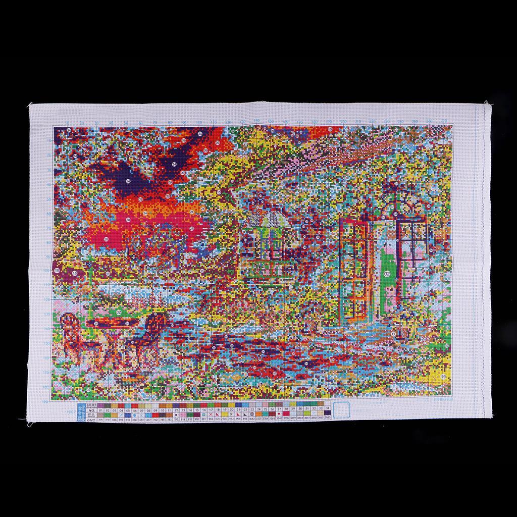 Stamped Cross Stitch Kit Embroidery Craft Pre-Printed Pattern - Garden House