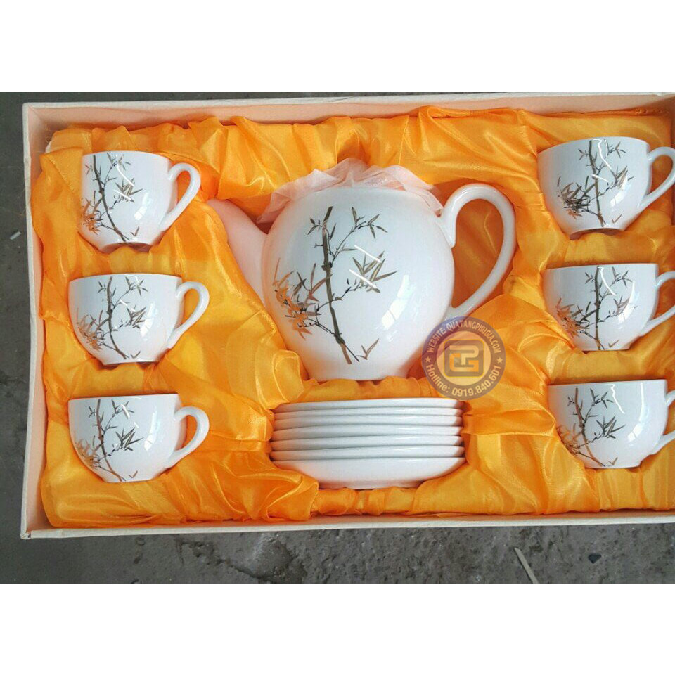 BỘ ẤM CHÉN PHA TRÀ MẠN SỨ TRAWNGS HỌA TIẾT HOA BẠC - ANTH252