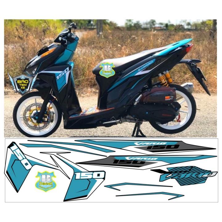 Tem rời dán xe vario 150 xanh đen 3 - Bi Decal