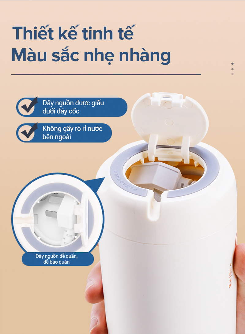 Bình Đun Nước Di Động Công Suất 300W, Dung Tích 300ML Tiện Lợi, Nhỏ Gọn, Dễ Mang Đi, Giữ Nhiệt Lâu