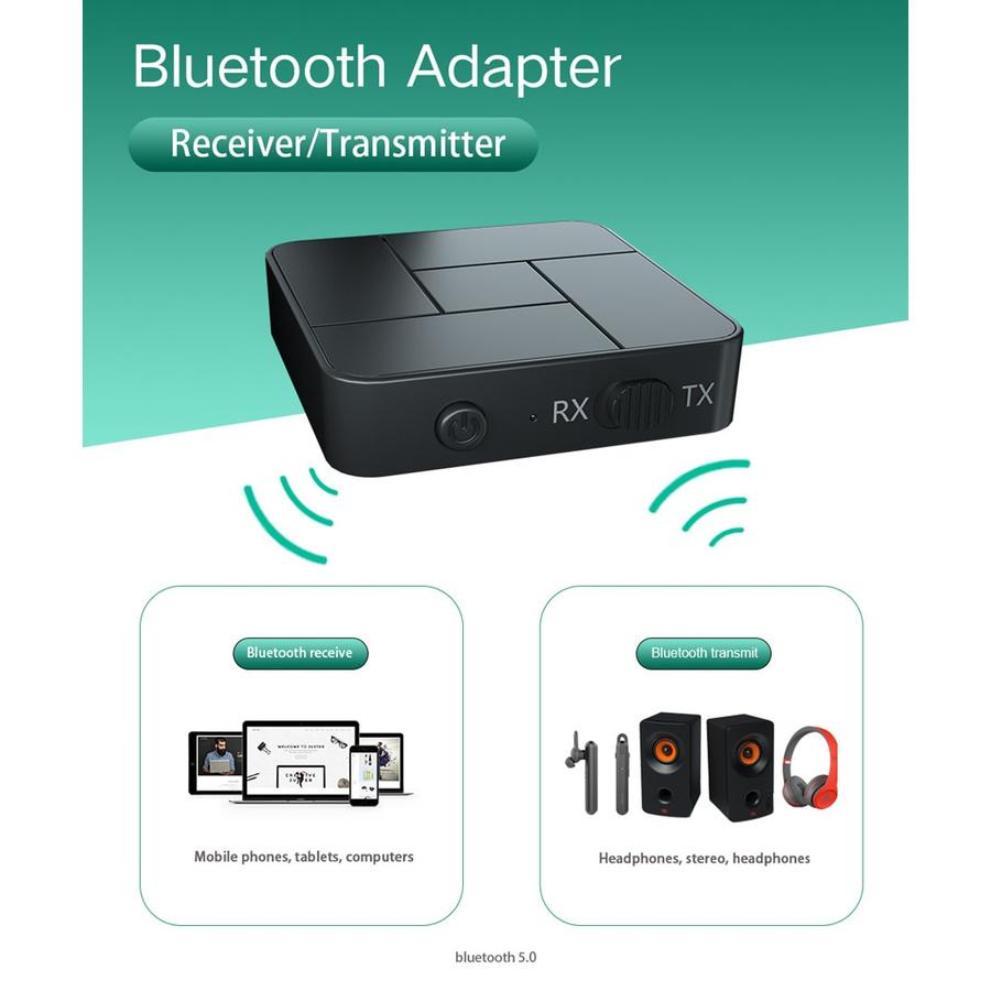 2in1 Bluetooth 5.0 Audio Receiver Transmitter Adapter 3.5mm AUX Jack RCA Dongle For Car TV PC Headphone