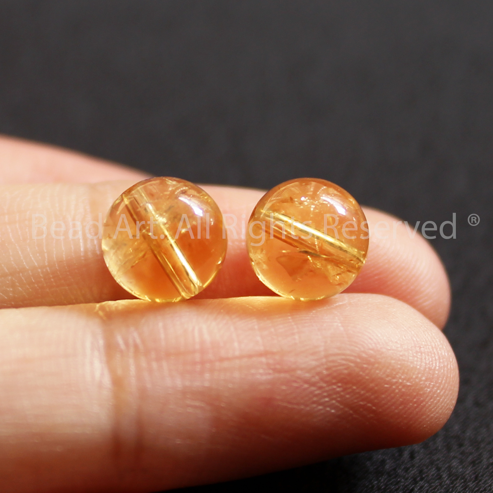 8MM Đá Thạch Anh Vàng, Citrine Tự Nhiên, Đá Phối Vòng Tay Phong Thuỷ, Làm Trang Sức, Chuỗi Hạt Loại AAA, Mệnh Thổ, Kim - Bead Art