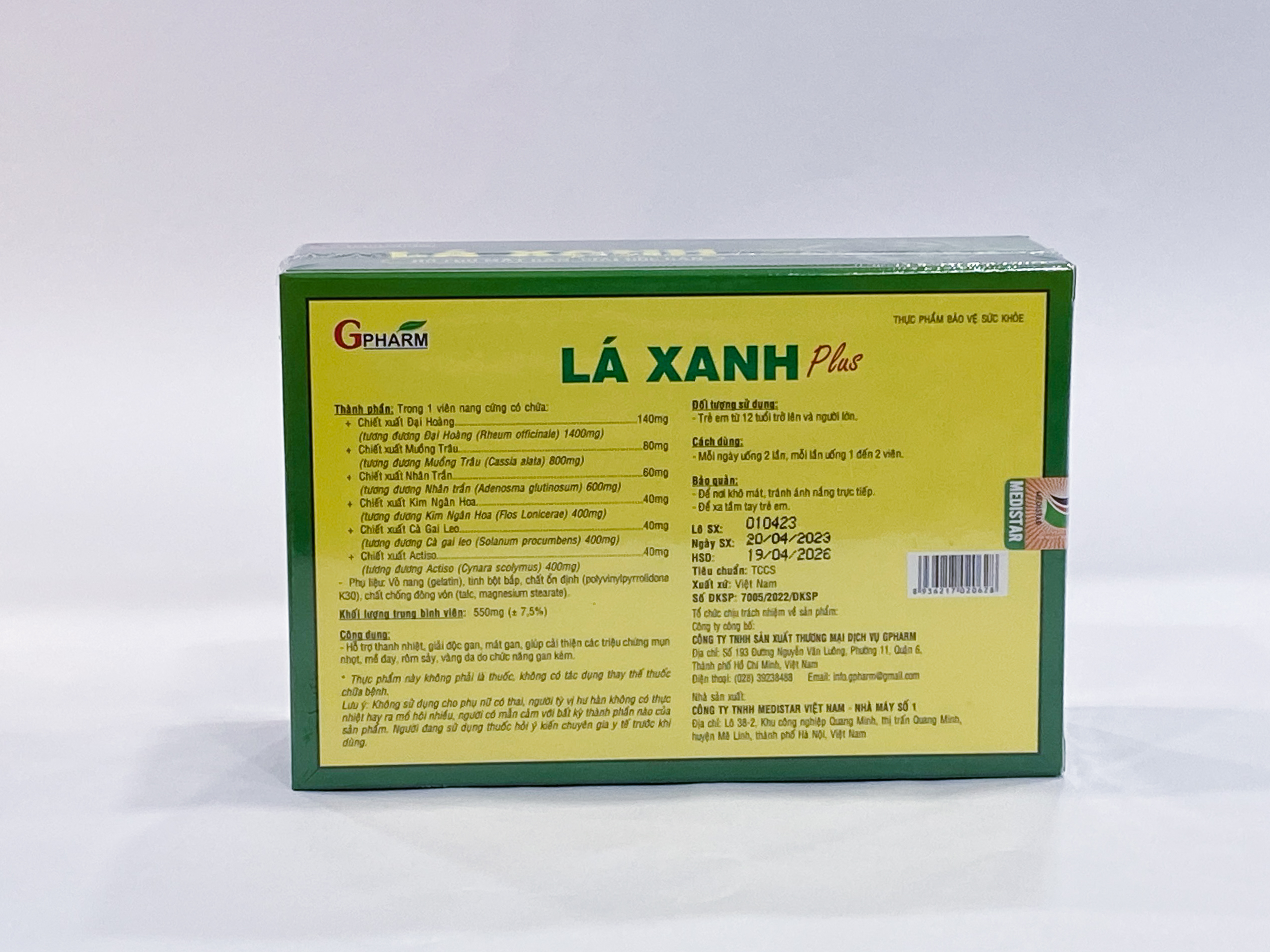 Thực phẩm bảo vệ sức khỏe Viên uống LÁ XANH PLUS hỗ trợ thanh nhiệt, giải độc, mát gan