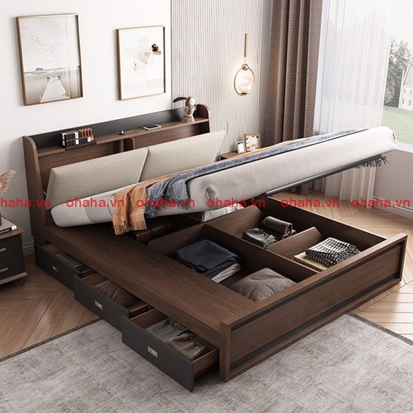 GIƯỜNG NGỦ CAO CẤP OHAHA- WALNUT COLOR