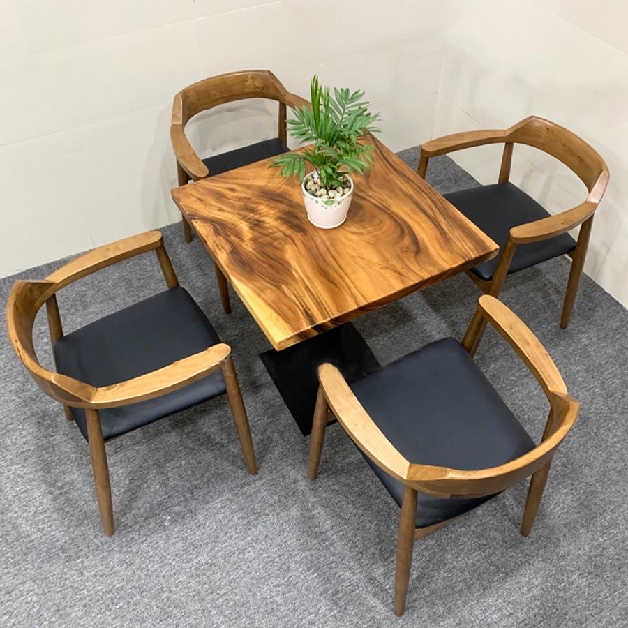 Mặt bàn vuông gỗ me tây nguyên tấm cho quán cafe