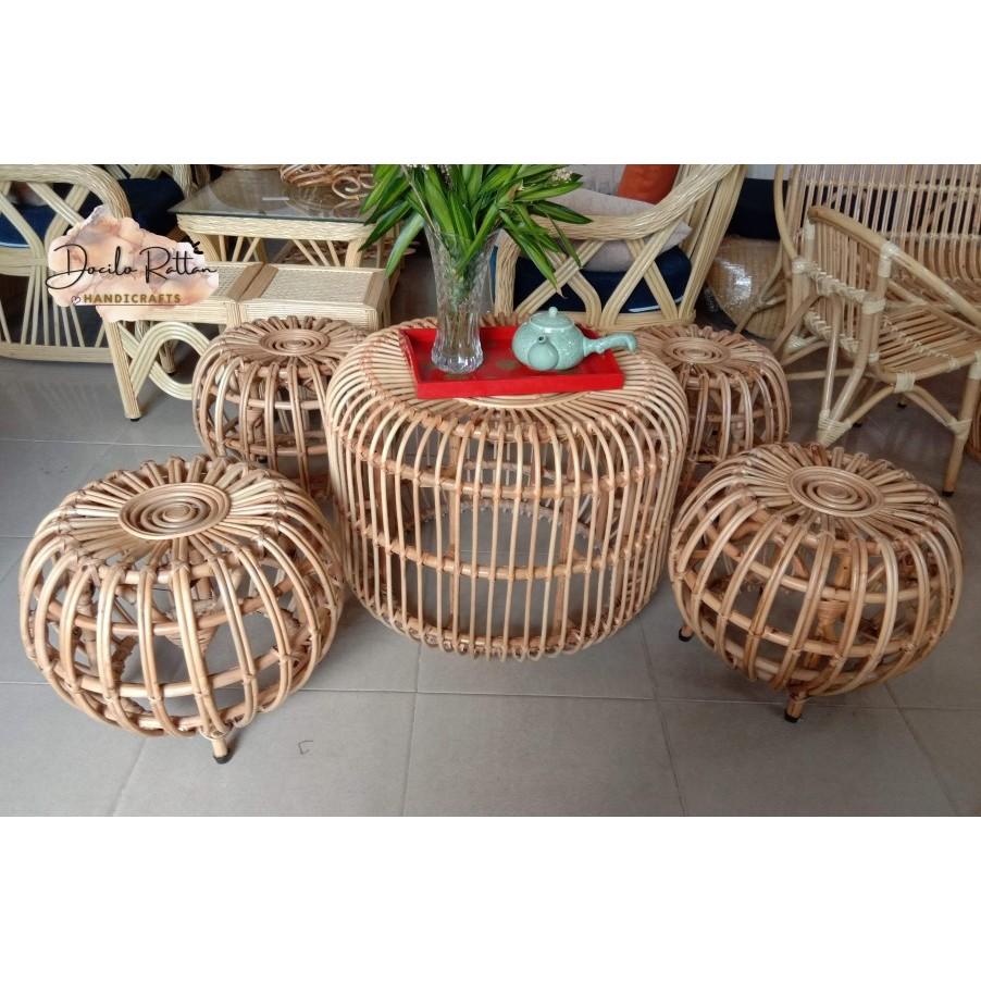 Bàn-Đôn Mây Bí Tròn Trang trí nhà cửa, quán, homestay