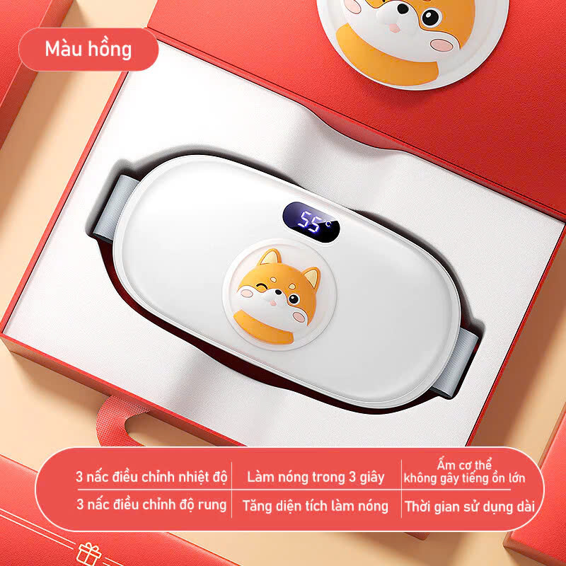 Máy chườm nóng hỗ trợ giảm đau bụng kinh có 4 chế độ massage và 3 mức nhiệt ấm bụng: 40-60 độ C Pin sạc UBS, món quà ý nghĩa tặng người yêu MÀU HỒNG