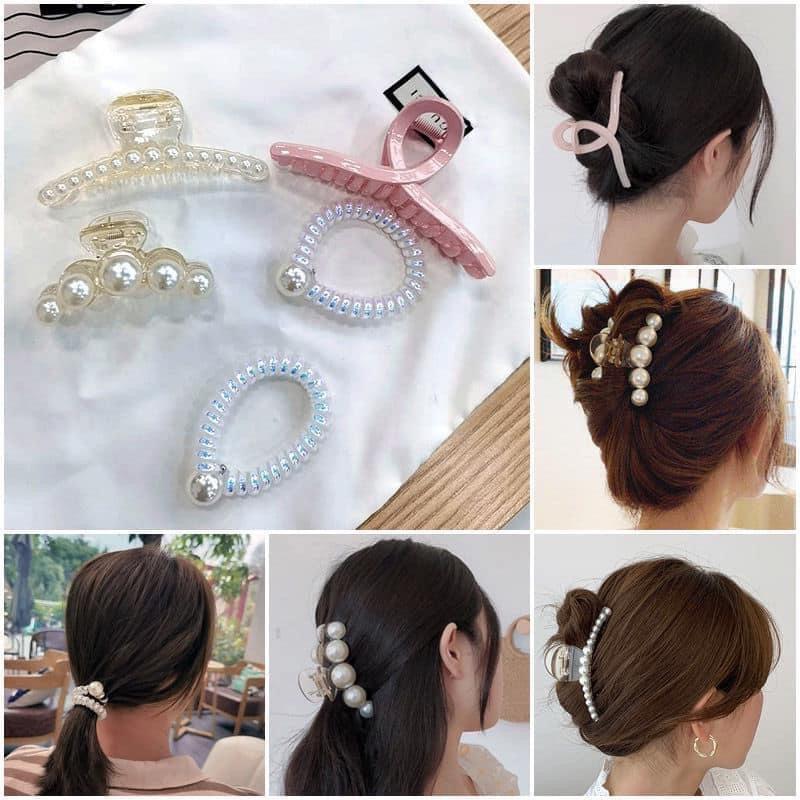 Set Kẹp Tóc Ngọc Trai 5 Món Phong Cách Hàn Quốc