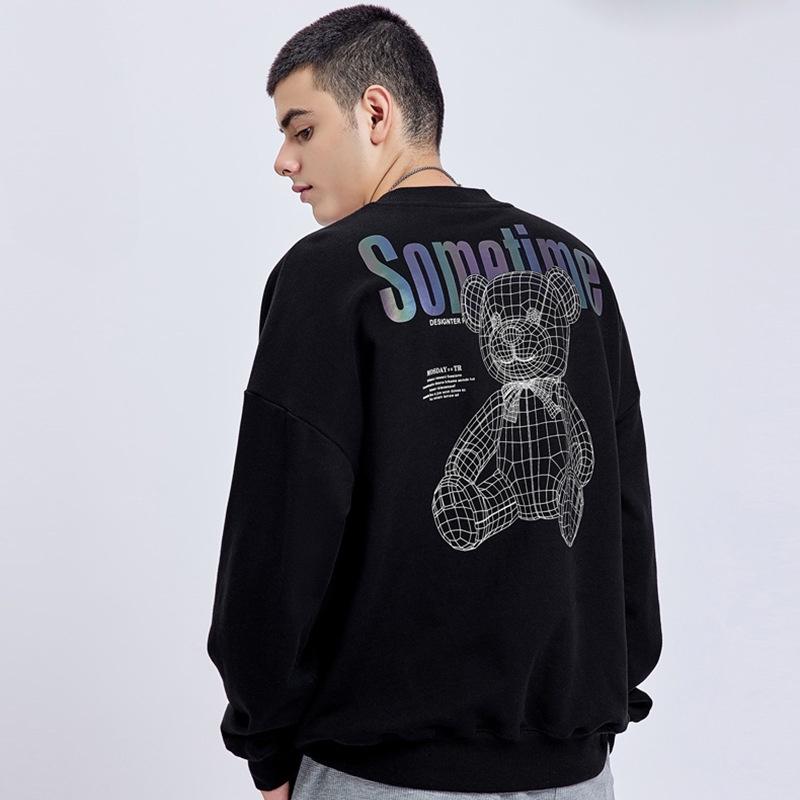 Áo thun cổ tròn Sweater hình gấu Unisex