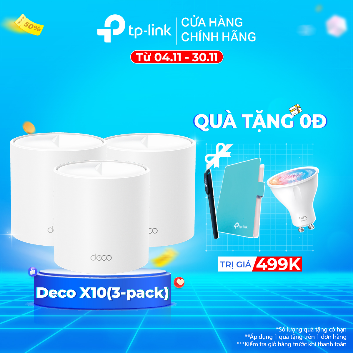 [Hàng Chính Hãng] Bộ Phát Wifi Mesh TP-Link Deco X10 Chuẩn Wifi 6 AX 1500Mbps