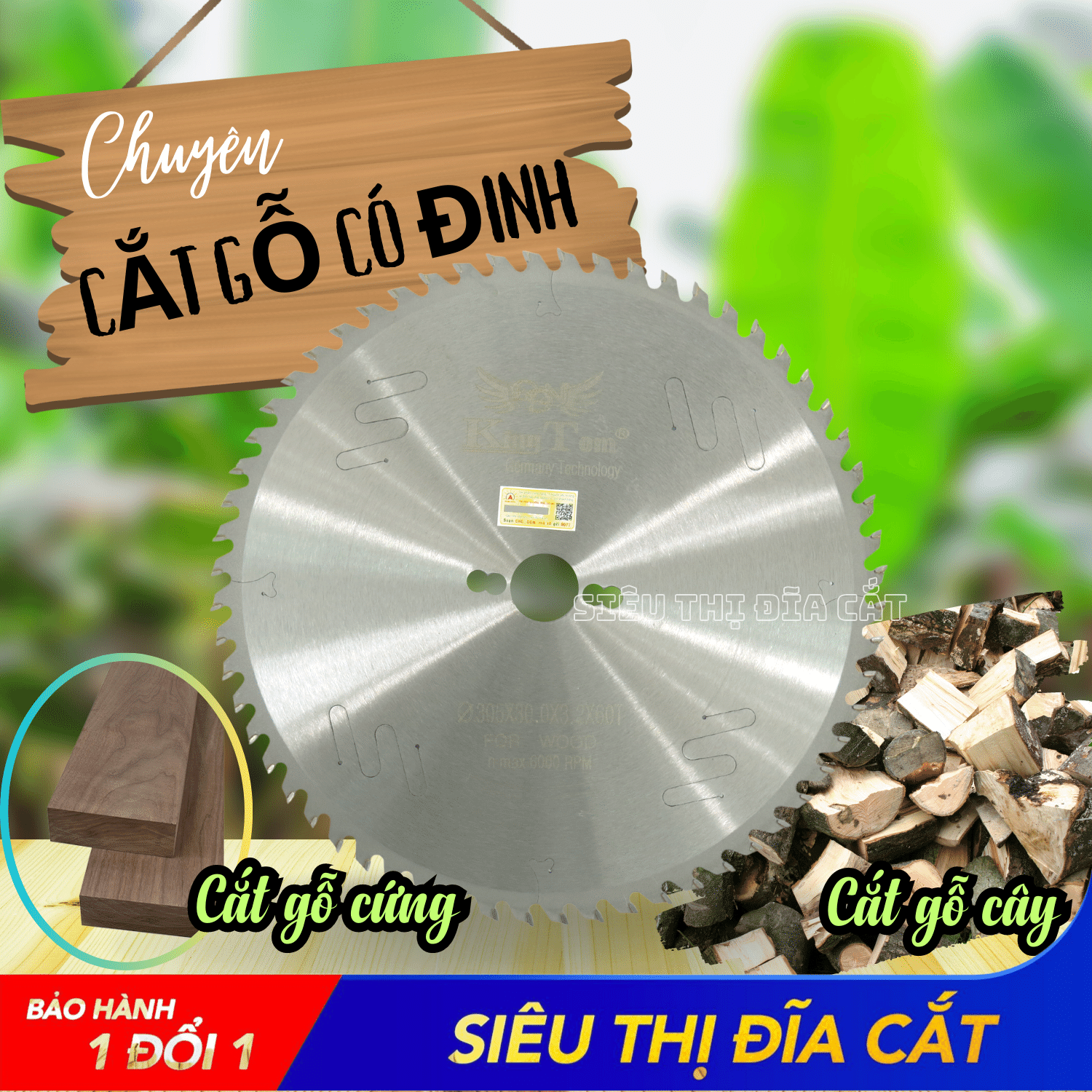 Lưỡi Cắt Gỗ Cao Cấp KingTom 305 - 60 Răng - Chuyên Gỗ Cứng, Gỗ Có Đinh - Siêu Bén