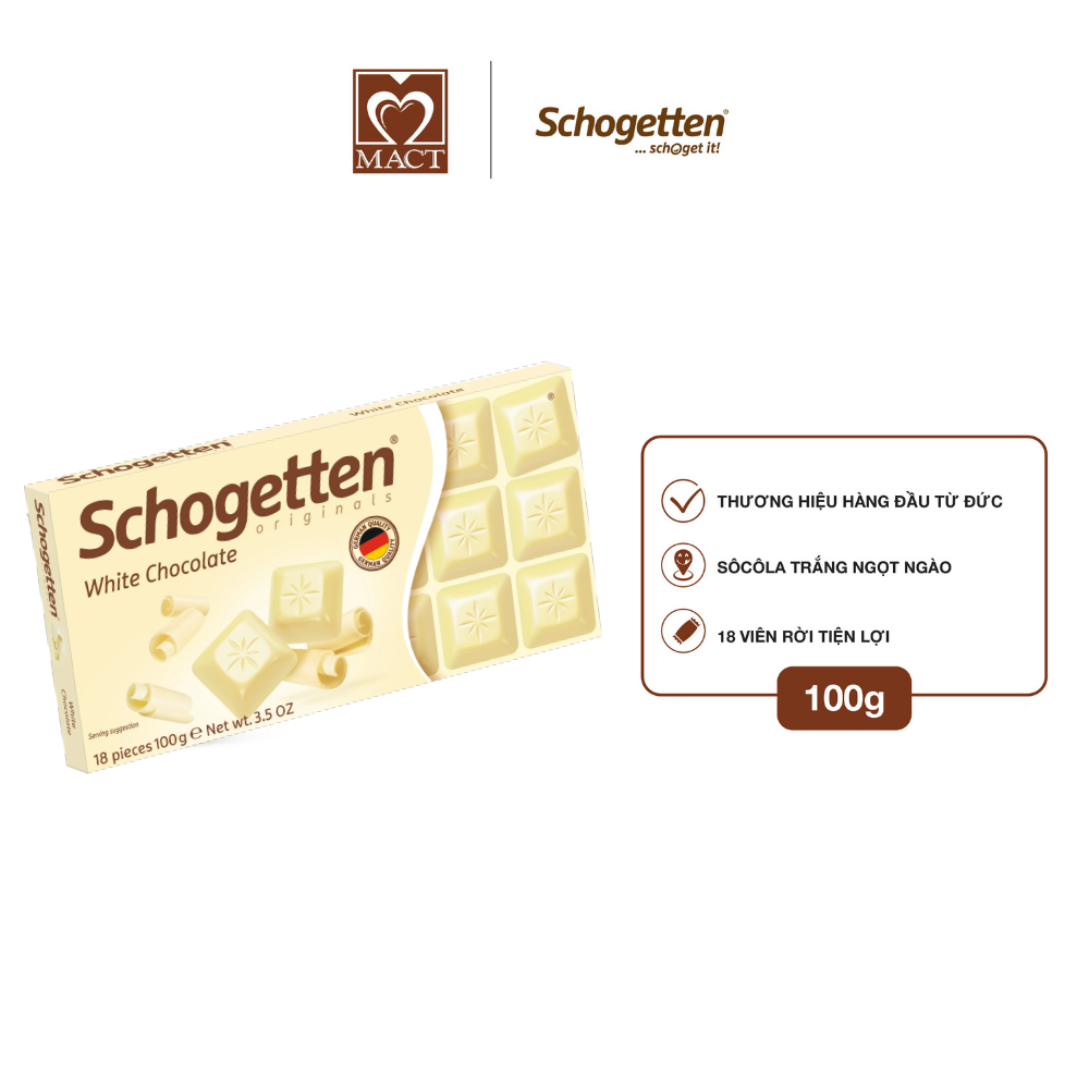 Hình ảnh Sôcôla Thanh 13 Vị Schogetten - Trắng - 100g