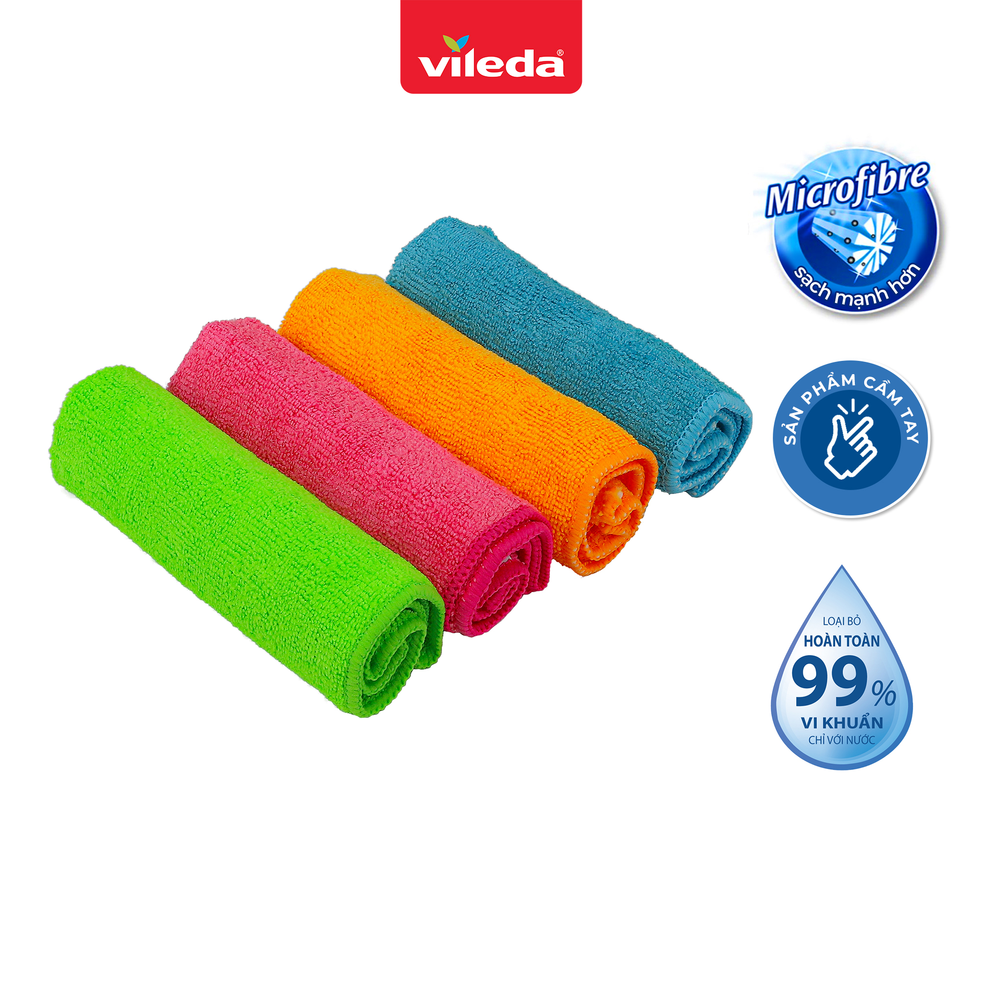 Khăn lau đa năng VILEDA sợi microfibre thấm hút mạnh, gói 4 chiếc -TSU156146