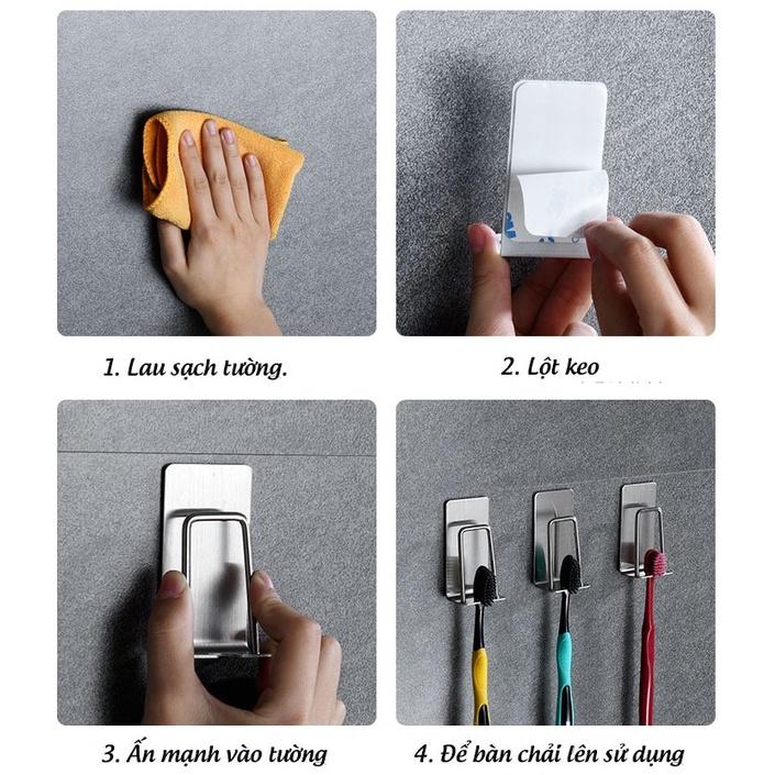 Giá inox 304 để bàn chải đánh răng và ly, kệ inox dán tường