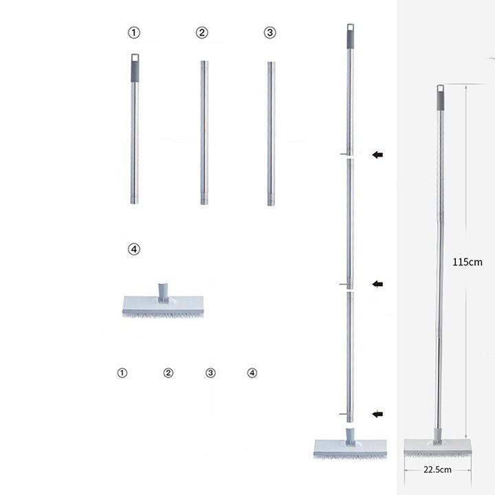 Cây Bàn Chải Chà Sàn Cán Inox Cây Chổi Chà Sàn Dài Từng Khúc Linh Hoạt Có Gạt Nước