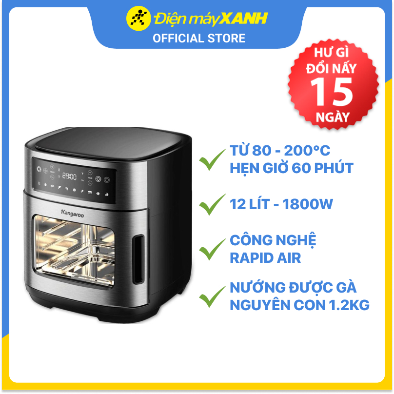 Nồi chiên không dầu Kangaroo KG12AF1A 12 lít - Hàng chính hãng