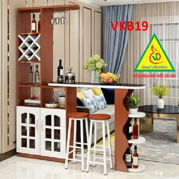 Quầy bar mini, quầy bar nhà bếp kết hợp tủ rượu VKB019 - Nội thất lắp ráp Viendong Adv