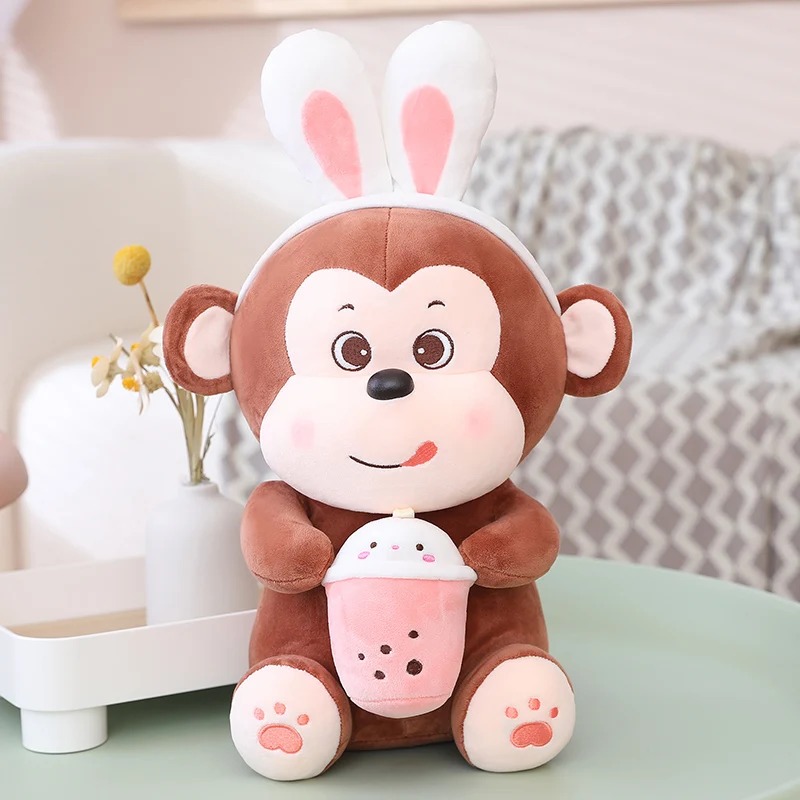 Thú nhồi bông khỉ ôm bình sữa dễ thương - Size từ 45cm đến 75cm - Quà tặng gấu bông khi ôm bình sữa đáng yêu