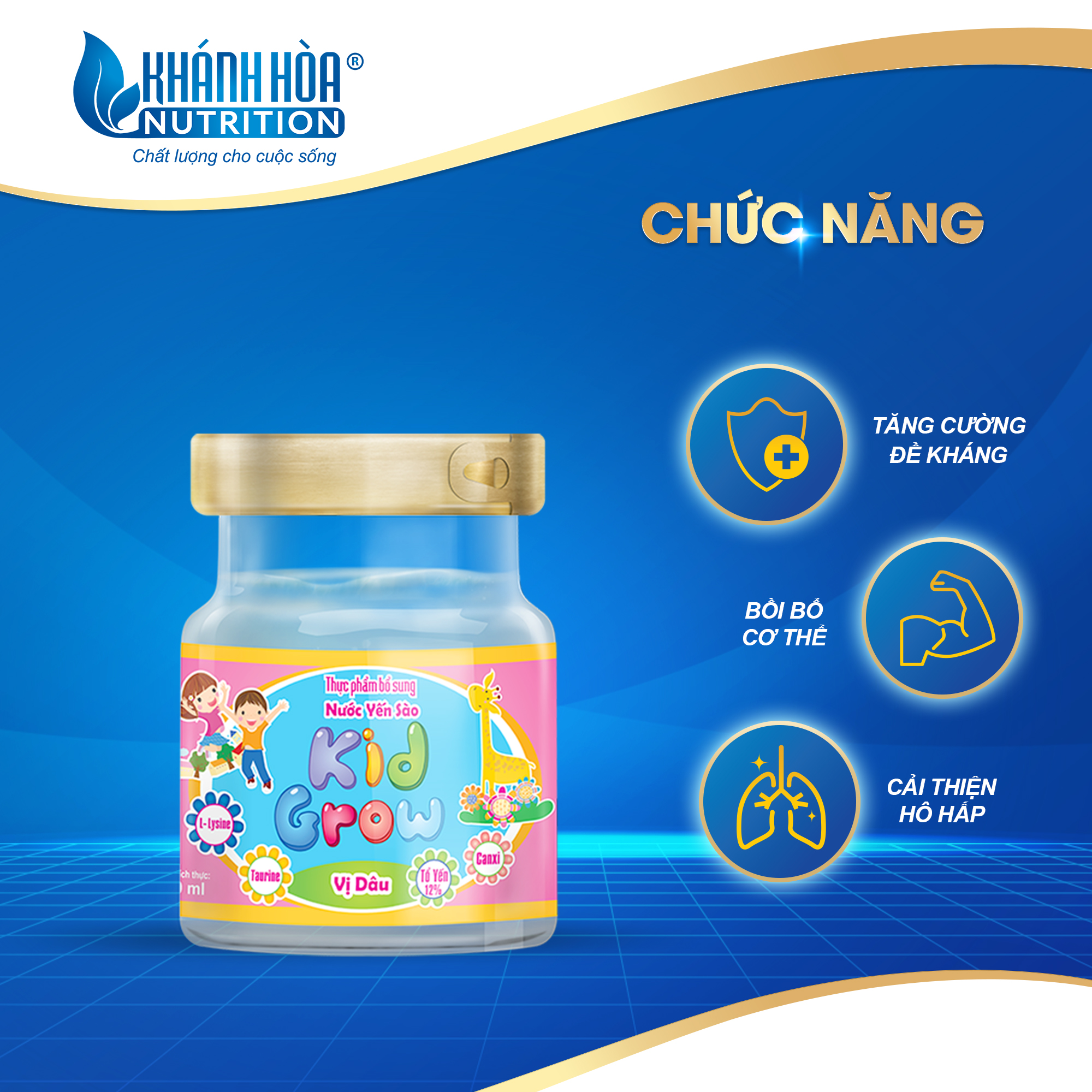 Nước Yến Sào 12% KidGrow Vị Dâu - Khánh Hòa Nutrition - Lọ 70 ML