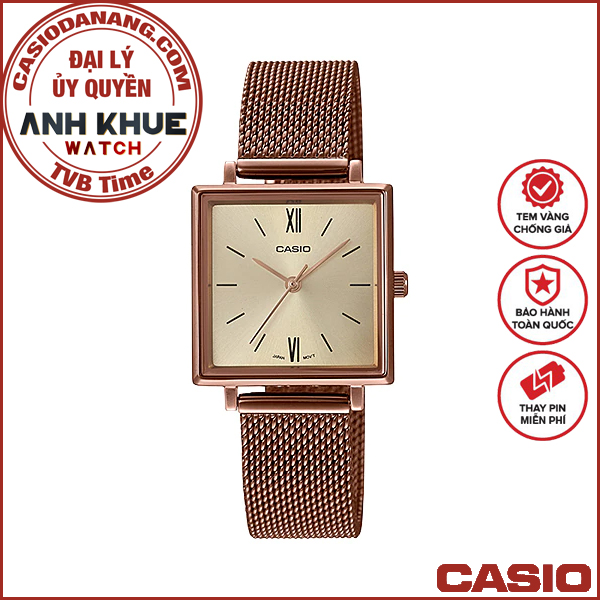 Đông hồ Casio Nữ - dây kim loại lưới - LTP-E155MR-9BDF