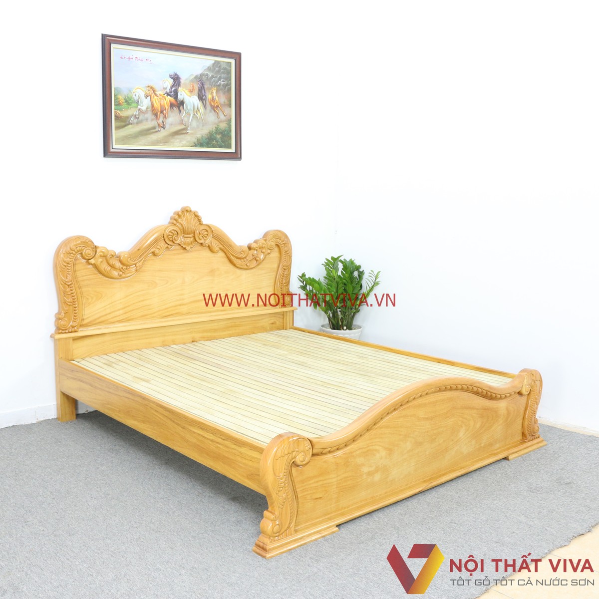 Giường Ngủ Gõ Đỏ Chạm Hoa Văn Tân Cổ Điển Cao Cấp