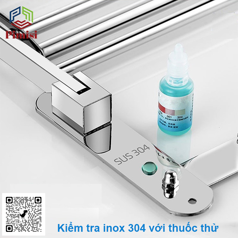 Giá Treo Khăn Tắm Inox 304 Pimisi Có Móc Áo Quần, Với Vắt Khăn Giàn Gấp Gọn Đa Năng Và Thanh Đơn Treo Khăn Mặt Kèm Đinh Ốc Vít Nở Gắn Tường Bằng Khoan Trong Nhà Vệ Sinh | Hàng Chính Hãng