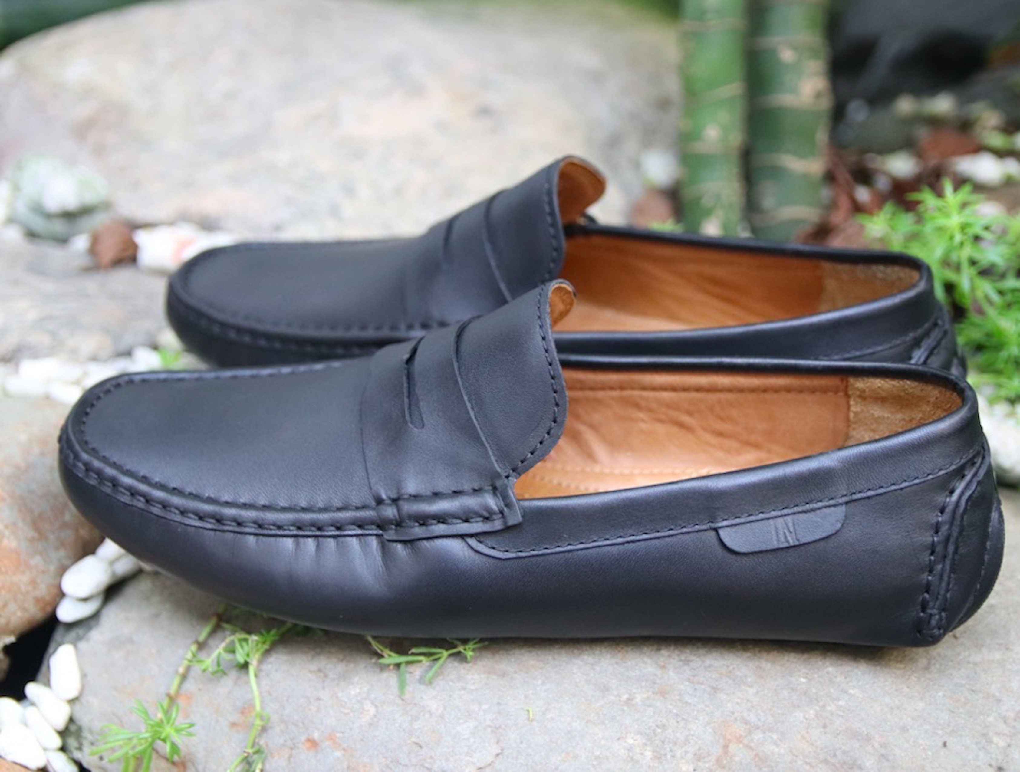 giày mọi nam da bò cao cấp siêu mềm GMN282 màu đen