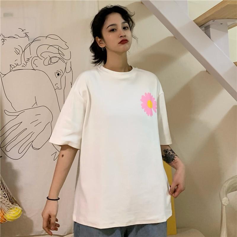 Áo Thun Tay Lỡ Unisex Hình Hoa Cúc Cực Đẹp, Chất Liệu Thun Cotton, hàng nhập Quảng Châu