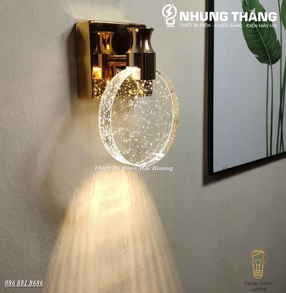 Đèn Tường Thủy Tinh DT-02 - Decor Trang Trí - Phong Cách Bắc Âu - 3 Chế Độ Ánh Sáng - Có Video