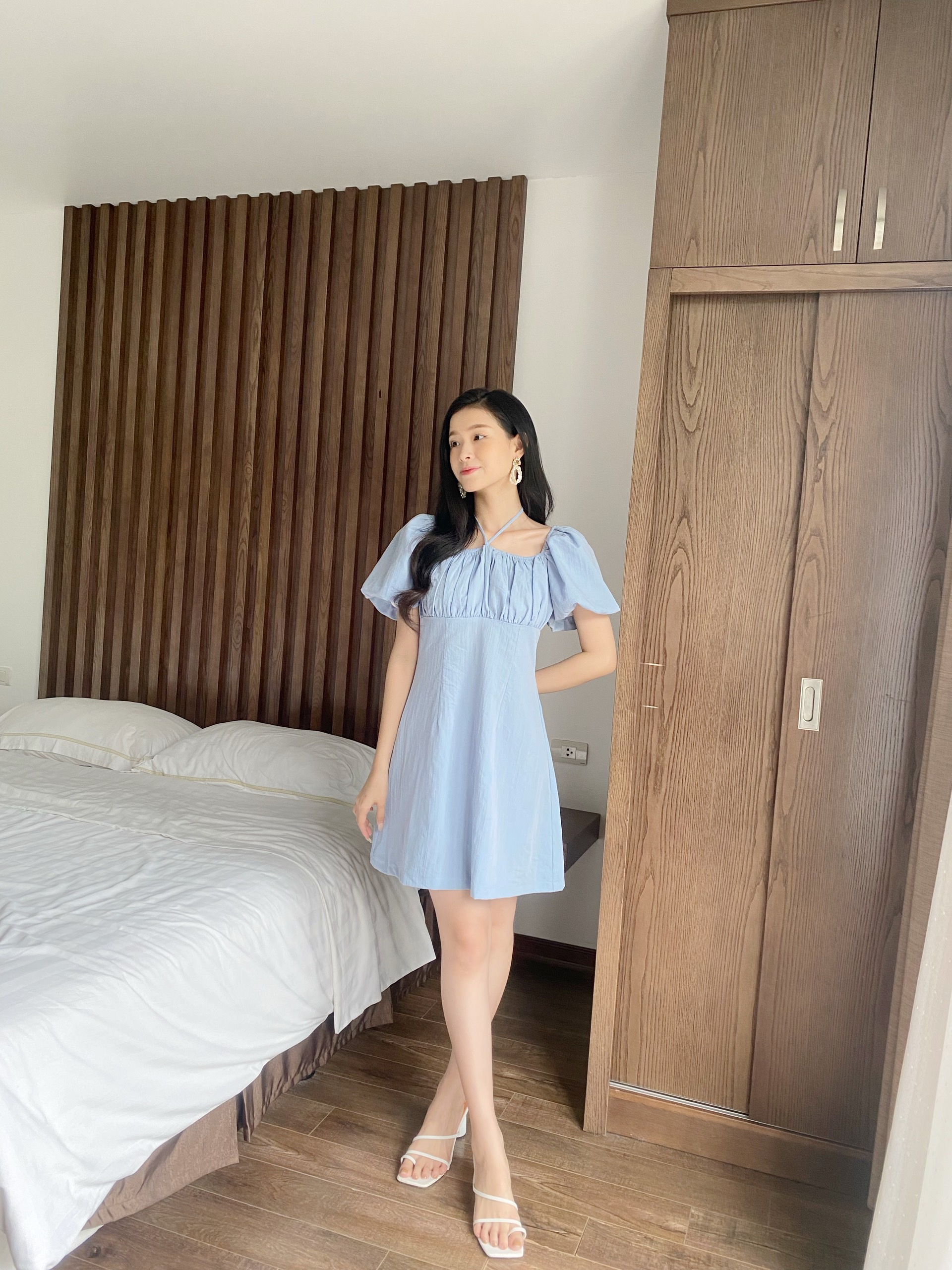 YU CHERRY | Đầm tay phồng nữ cột dây mặc được hai kiểu Suri Square Neck Dress YD166