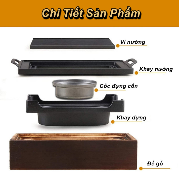 Bếp gang nướng kiểu Nhật Gyuuniku Kosho sử dụng cồn dành cho 2 - 5 người ăn - Home Decor Furniture