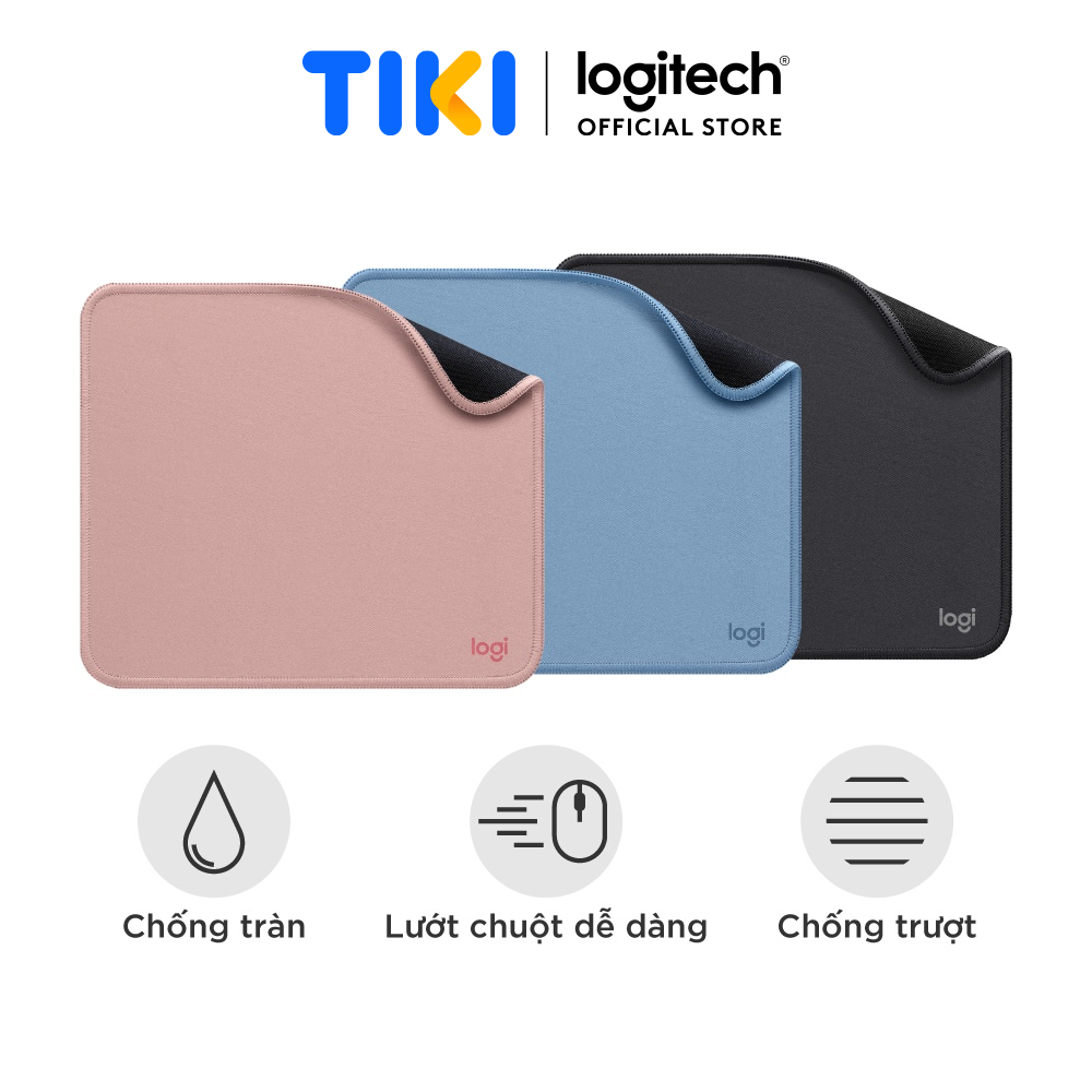 Lót chuột Logitech Mouse Pad - Đế cao su chống trượt, lướt dễ dàng, bề mặt chống đổ tràn, bền bỉ, nhỏ gọn - Hàng chính hãng - Màu