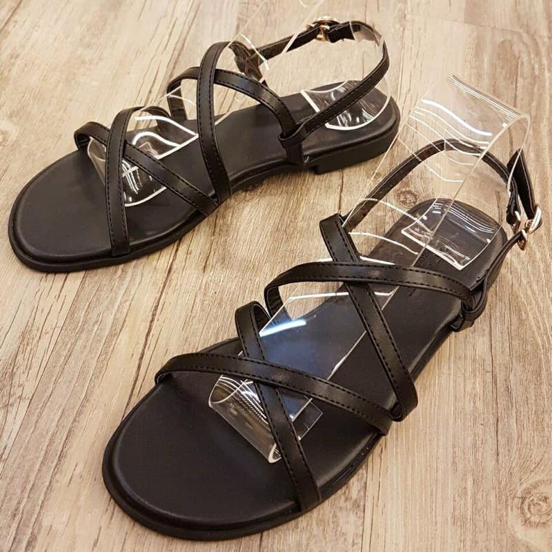 Giày sandal dây chéo màu nâu bò size lớn 40 41 42 43 44