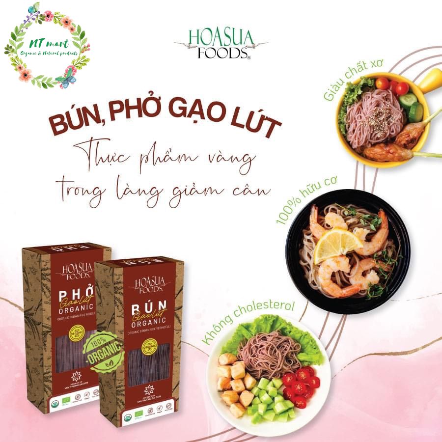 Bún/Phở gạo lứt hữu cơ Hoa Sữa Hộp 250gr