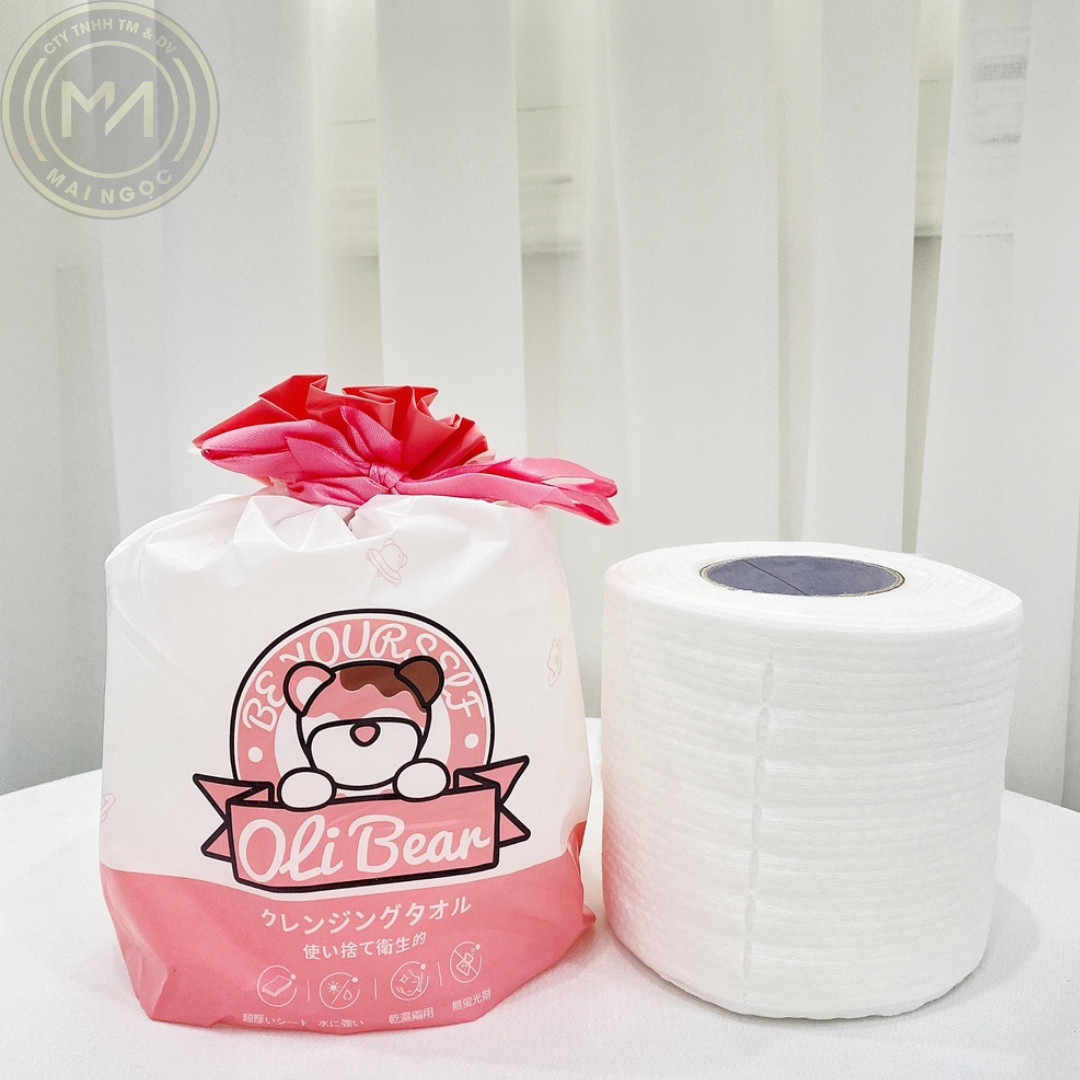 Khăn Tẩy Trang giấy khô đa năng Olibear Dạng Cuộn