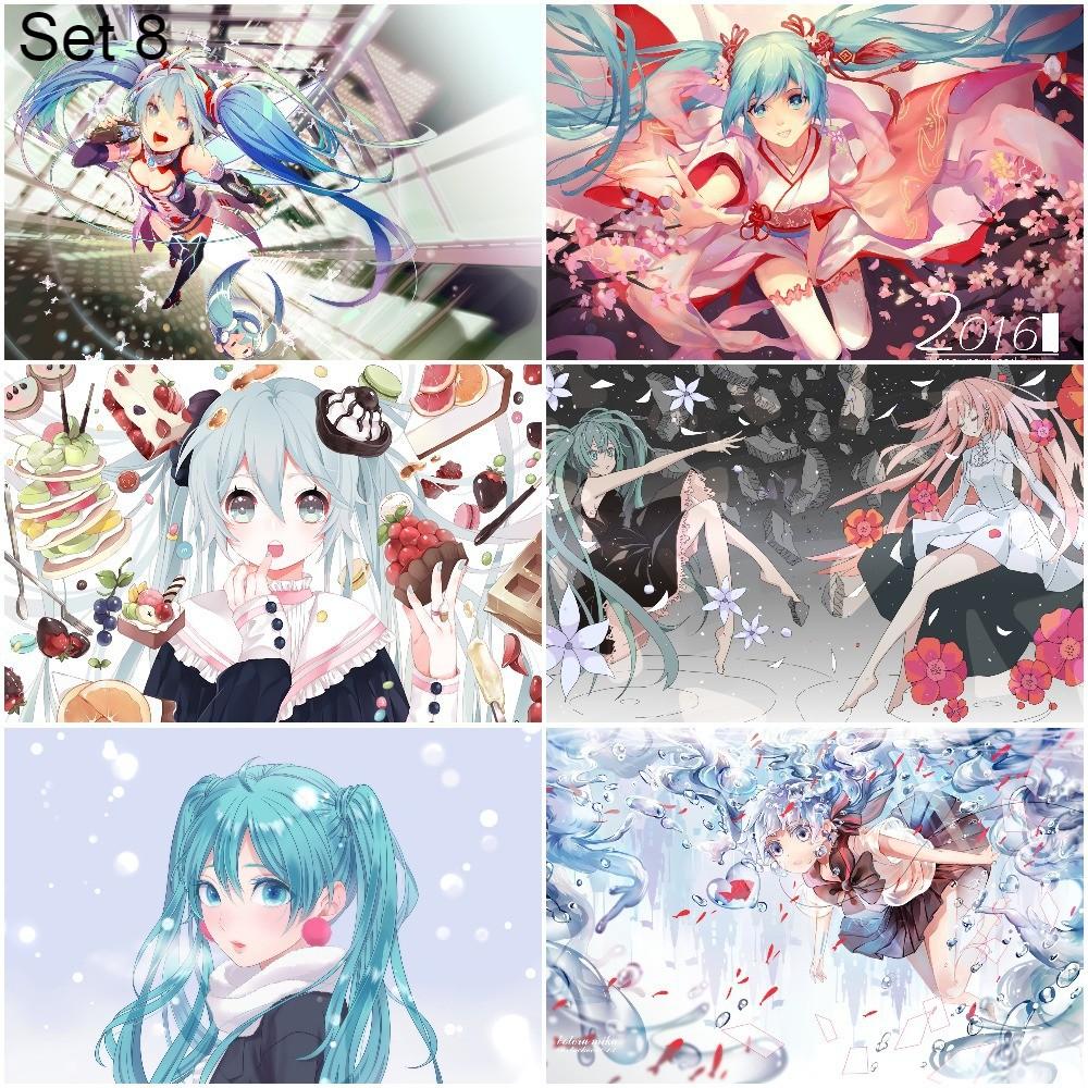 Bộ 6 Poster vocaloid Hatsume Miku (1) (bóc dán) - A3,A4,A5