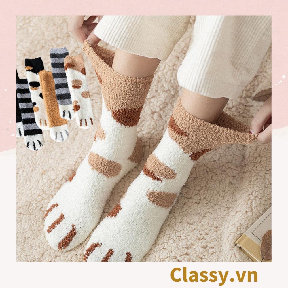 Tất bông cổ cao, vớ bông cổ cao Classy , chất dày dặn siêu ấm siêu êm G1352