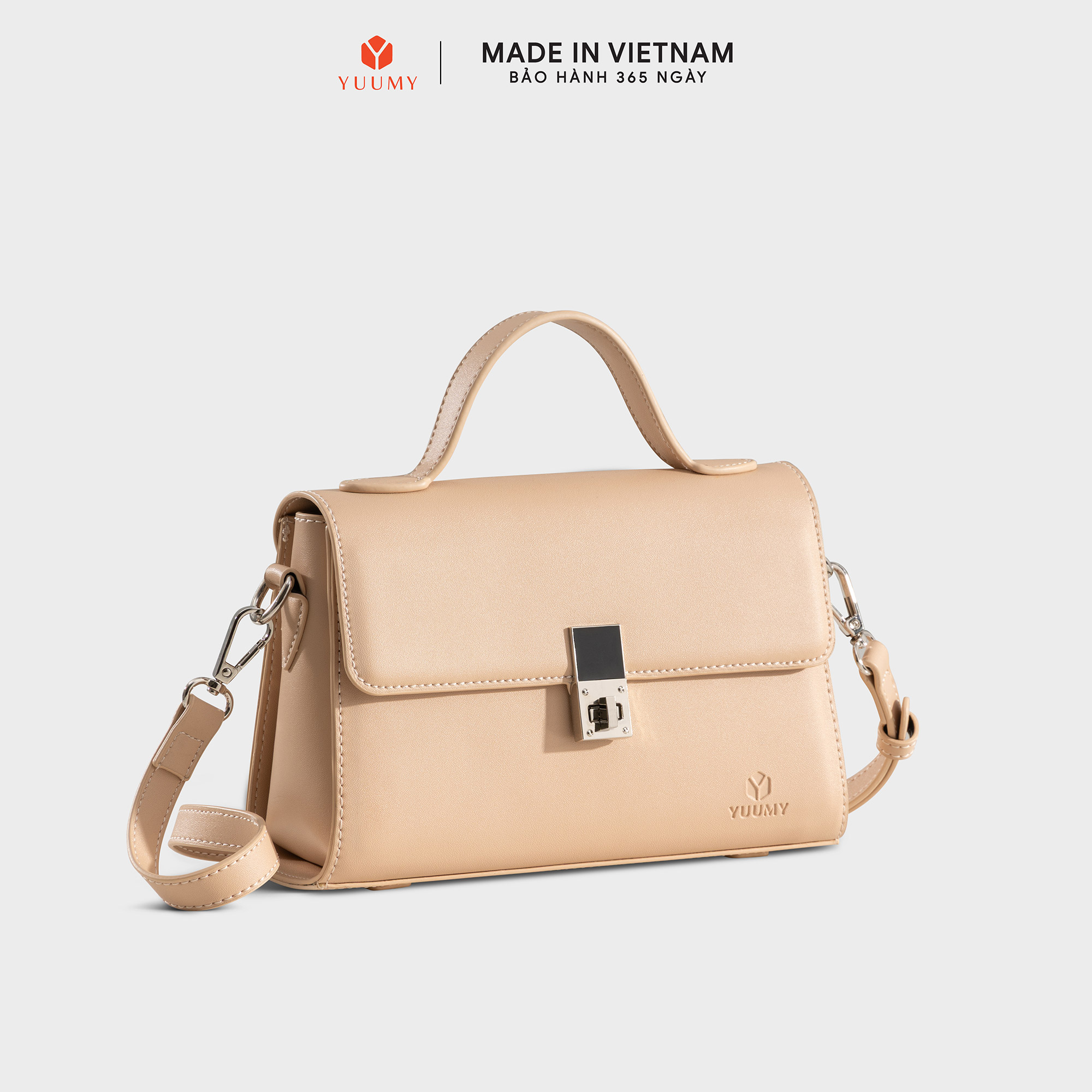 Túi Yuumy ( Thời trang nữ nắp gập khoá xoay thanh lịch size 21 - Túi đeo chéo da Seasand YN302 )