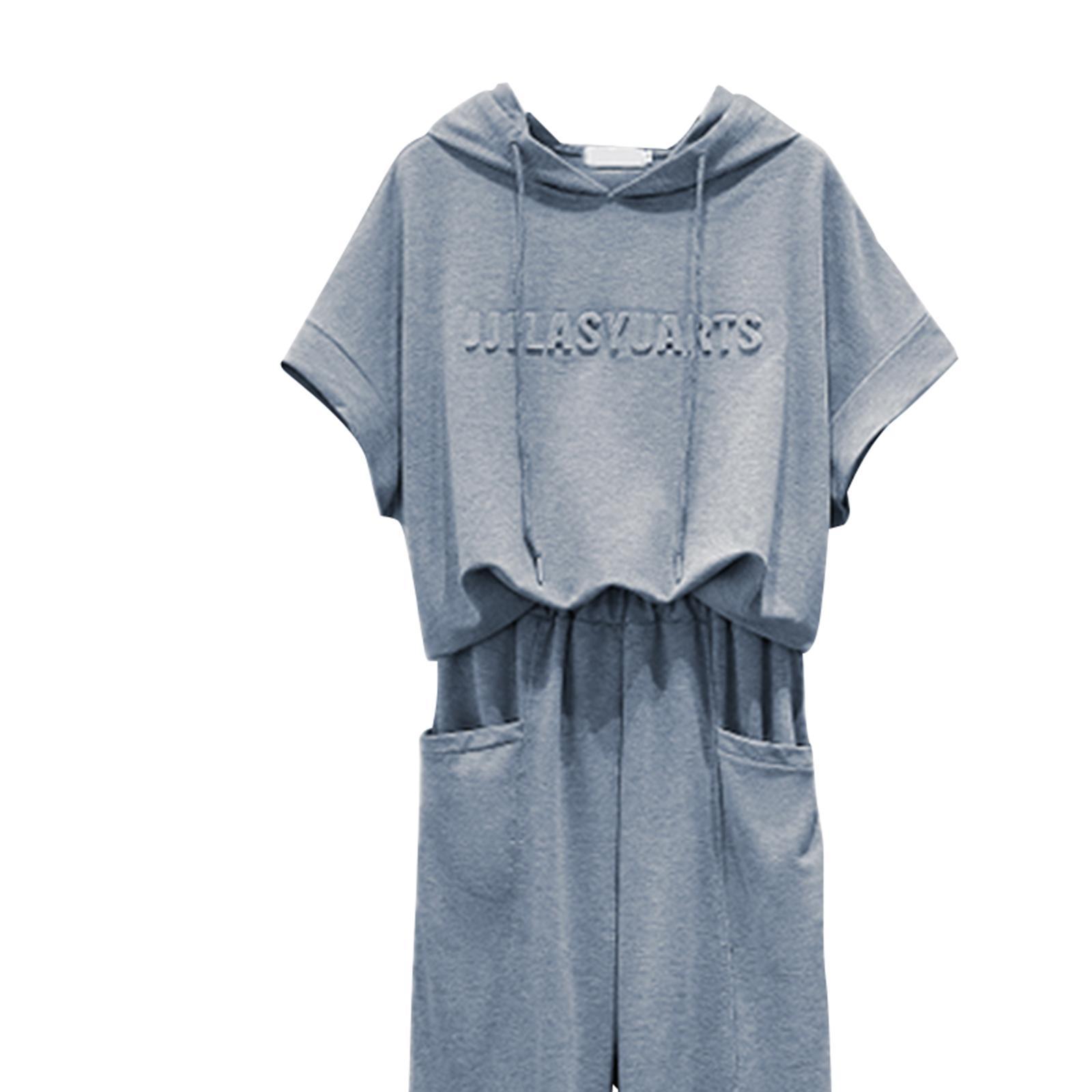 Women Tracksuit Set 2 Piece Short Sleeve Sweatshirt and Long Pants Loungwear
