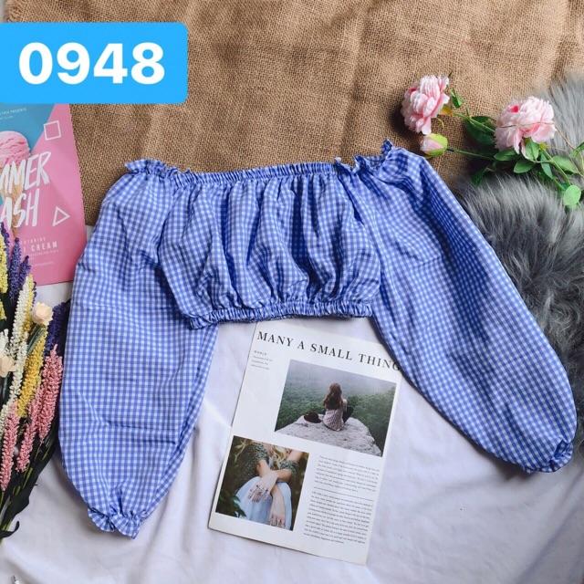 Áo kiểu croptop caro (hình thật riêng áo) chất dày dặn đẹp