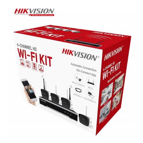 Trọn bộ KIT 4 Camera IP Wifi không dây Hikvision NK42W0H(D) đầu ghi phát wifi xuyên tường 150m (Hàng chính hãng)