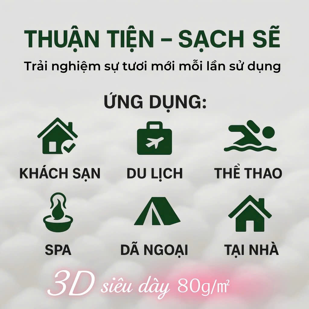 Khăn tắm nén du lịch (70x140cm) bằng cotton thấm hút tốt, dùng một lần tiện lợi - Chính hãng