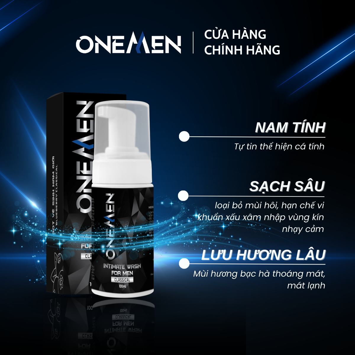 Bọt Vệ Sinh Nam Giới OneMen Dung Dịch Vệ Sinh Nam Tạo Bọt (100ml) Hương Nước Hoa Unisex