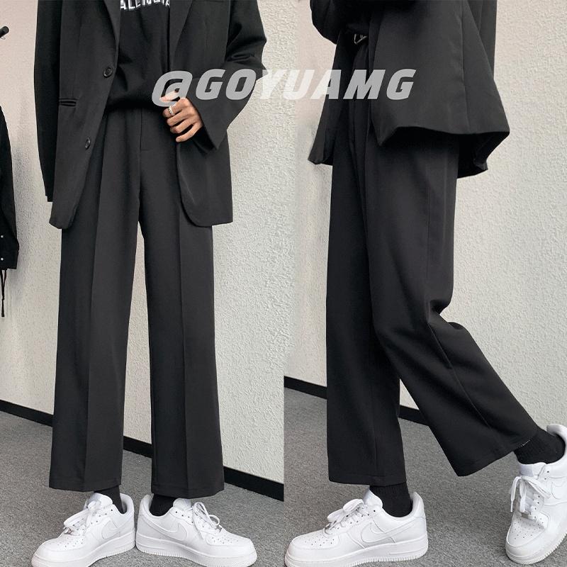 Quần Suông Nam Nữ Ống Rộng Vải Cao Cấp E'mer , Quần Đen Ống Suông Unisex Form Rộng Phong Cách Hàn Quốc - ĐEN