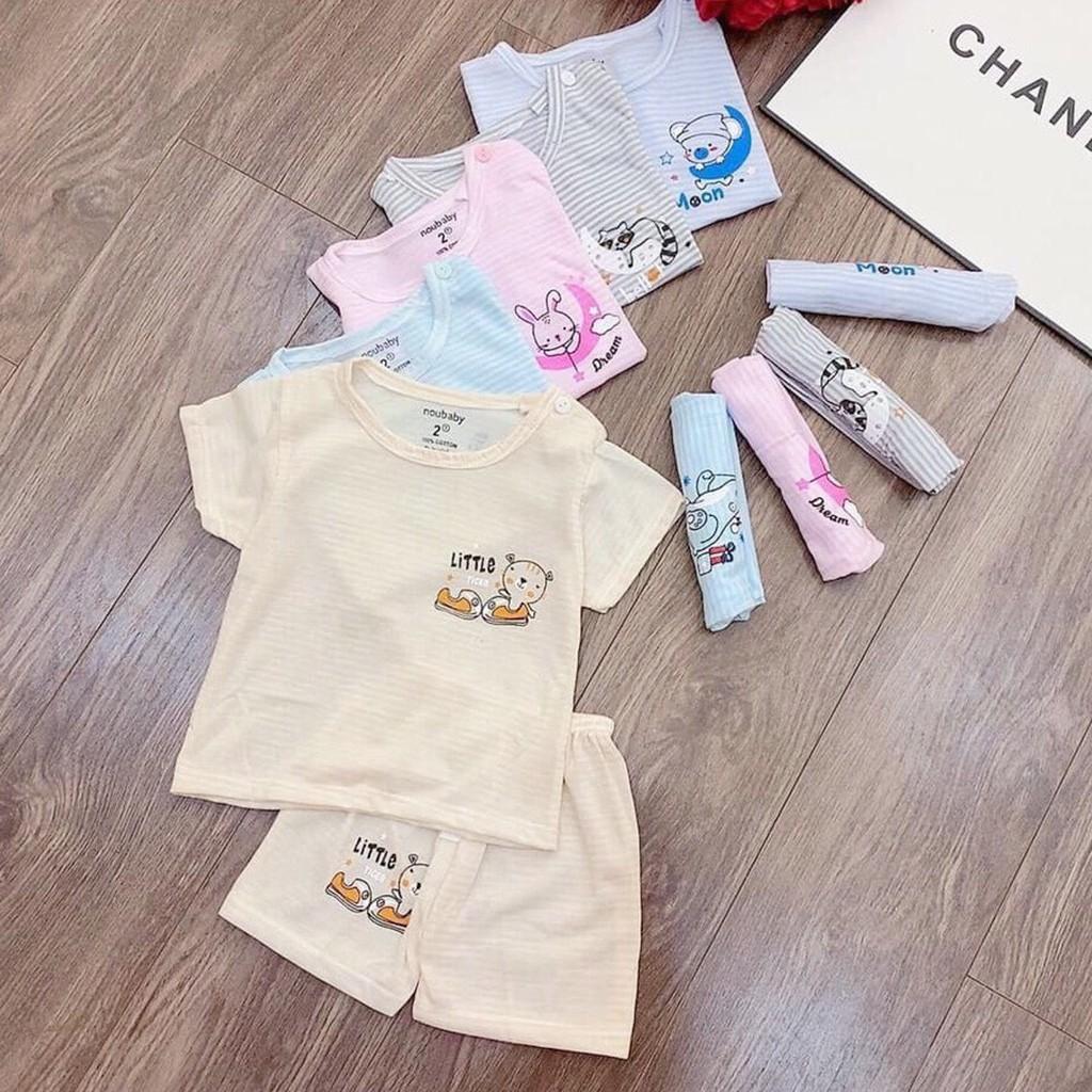 Bộ cộc tay cho bé trai gái sơ sinh quần áo trẻ em vải cotton kẻ cài vai, hàng đẹp từ 3-14kg – BCT08